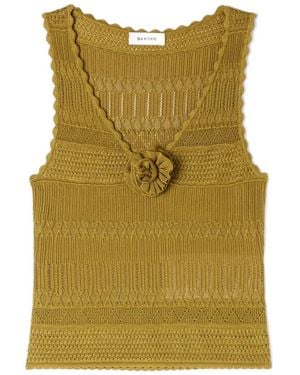 Sandro Floral Appliqué Knitted Top - Green