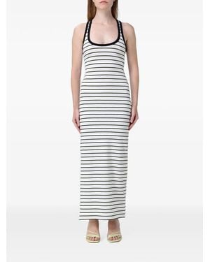 Patrizia Pepe Striped Cut-Out Maxi Dress - White