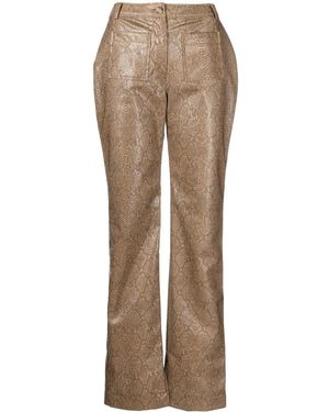 Rejina Pyo Ellis Snakeskin-Effect Straight Trousers - Natural