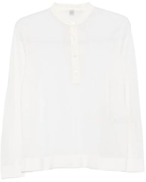 TOTEME Button-Placket Long-Sleeve Jumper - White