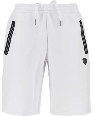 EA7 Logo-Patch Drawstring Shorts - Blue
