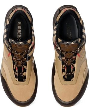 Burberry Check And Mesh Discover Sneakers - Black
