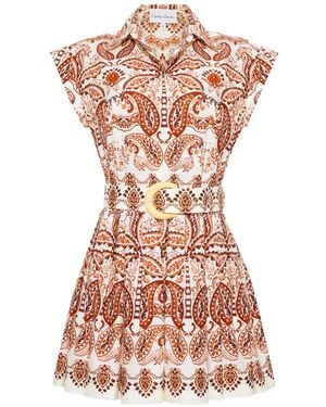 Cara Cara Octavia Paisley-Print Belted Mini Dress - Pink