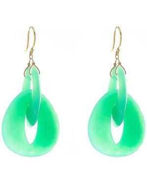 Ten Thousand Things 18Kt Interlocking Peacock Eye Chrysoprase Earrings - Green