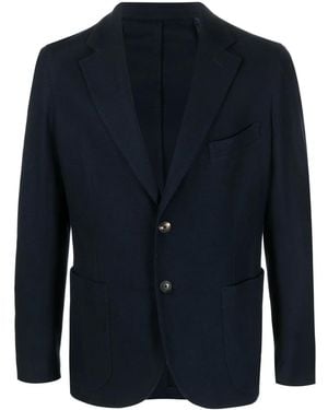 Barba Napoli Single-Breasted Cotton Blazer - Blue