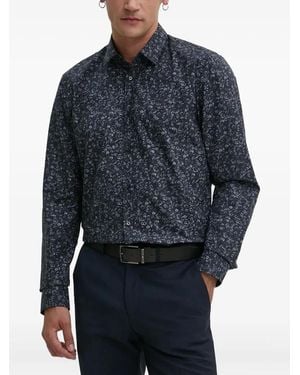 HUGO Hemd Mit Blumen-Print - Blau