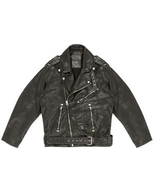 HTC Melrose Stud-Embellished Belted Leather Jacket - Black