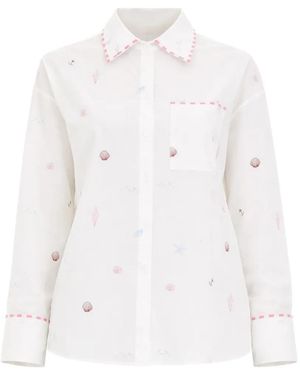 Pennyblack Collared Embroidered Shirt - White