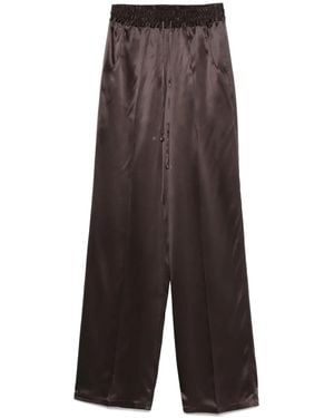 Kiton Drawstring Silk Straight Pants - Brown