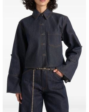 Manière De Voir Camisa Vaquera Corta Maura Estilo Boxy De Manga Vuelta - Azul