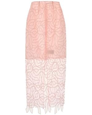 Cecilie Bahnsen Bow-Embroidered Organza Mid Skirt - Pink
