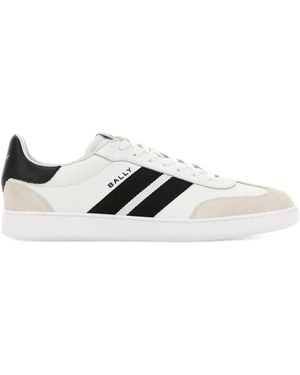 Bally Retro Crest Leather Stripe Trainers - White