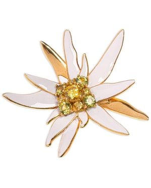 Bally Edelweiss Crystal-Embellished Brooch - Metallic