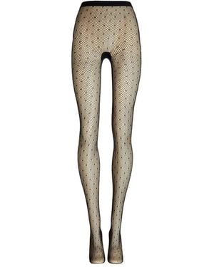 Wolford Dotted Net Tights - Natural