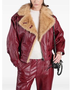 Isabel Marant Marant Valina Glossy Leather Jacket - Red