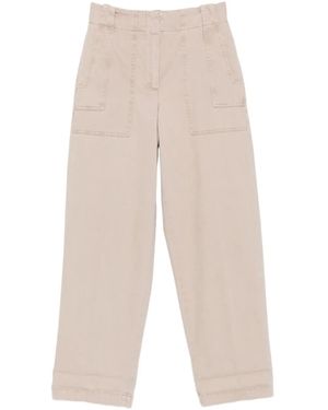 Peserico Pocket-Cuffed Cropped Trousers - Natural