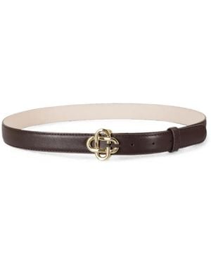 CASABLANCA Monogram Leather Buckle Belt - White