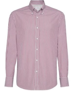 Brunello Cucinelli Striped Cotton Shirt - Pink