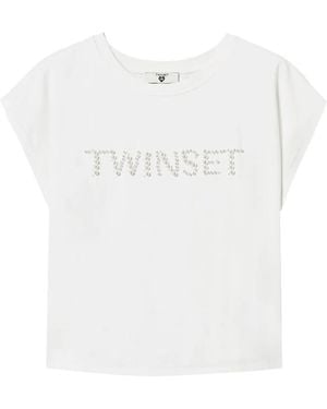 Twinset Logo-Embroidered T-Shirt - White