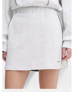 Guess Logo-Embroidered Piped Mini Skirt - Grey