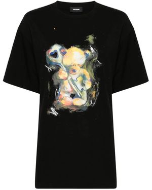 we11done テディベア プリント Tシャツ - ブラック