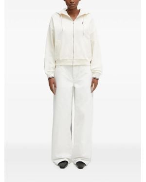 Fred Perry Logo-Embroidered Zip-Up Hoodie - White