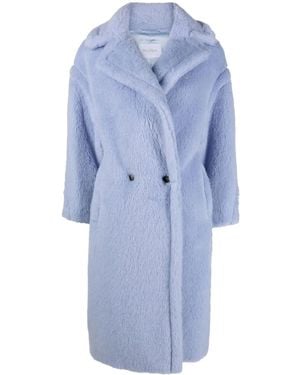 Max Mara Faux-Fur Double-Breasted Coat - Blue