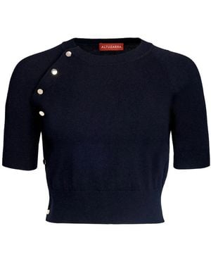 Altuzarra Short-Sleeve Knitted Crop Top - Blue