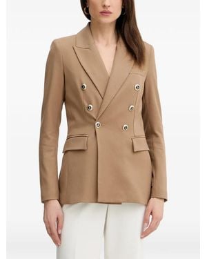 Morgan Button Double-Breasted Blazer - Natural