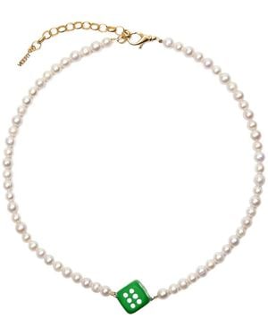 Veert 18K Pearl Dice Necklace - Metallic