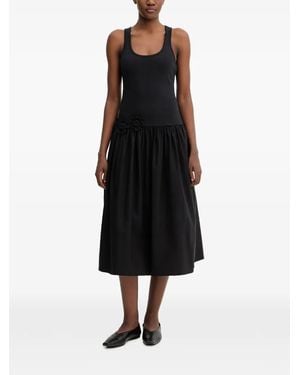 Stine Goya Flower-Appliqué Sleeveless Midi Dress - Black