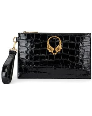 Roberto Cavalli Tiger-Motif Clutch Bag - Black