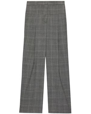 MSGM Plaid-Pattern Wide-Leg Pants - Gray