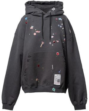 Maison Mihara Yasuhiro Kids Sticker Printed Hoodie - Grey