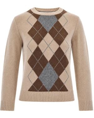 Max Mara Argyle Wool And Cashmere Jumper - White