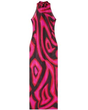 PUCCI Labirinto-Print Long Fitted Dress - Pink