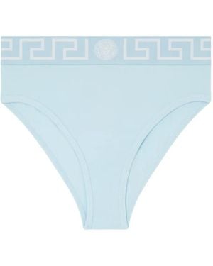 Versace Slip Con Bordo Greca - Blu