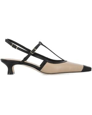 The Seller 40Mm Leather Ankle-Strap Court Shoes - Natural