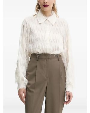 Bruuns Bazaar Camicia Con Frange - Bianco