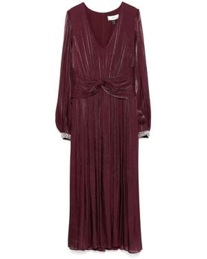 Nissa Pleated Chiffon Midi Dress - Purple