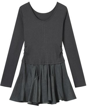 B+ AB Langärmeliges Kleid mit Rüschen - Schwarz