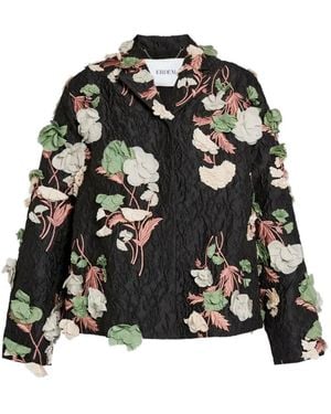 Erdem Floral-Detail Embroidered Blazer - Black