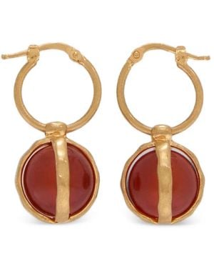 Jil Sander Agate-Pendant Hoop Earrings - Metallic