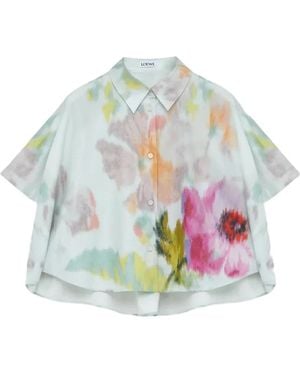Loewe Floral-Print Trapeze Shirt - Grey