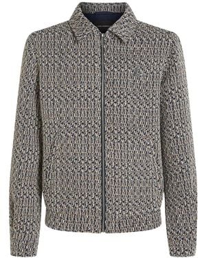 KARL LAGERFELD Zip-Up Bouclé Tweed Jacket - Grey