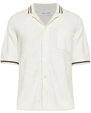 Samsøe & Samsøe Sapedro Striped-Trim Bouclé Shirt - White