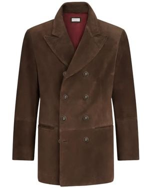 Brunello Cucinelli Blazer De Ante Con Solapas De Pico - Marrón