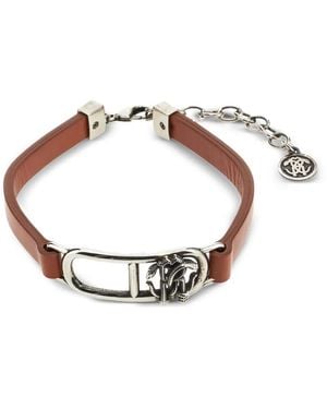 Roberto Cavalli Rc モノグラム レザーブレスレット - ホワイト