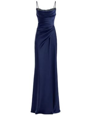 Gemy Maalouf Bead-Embellished Draped Dress - Blue