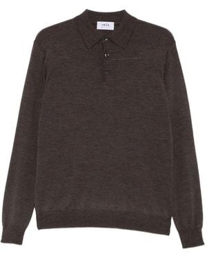 VELA SHOP Long-Sleeve Knitted Polo Shirt - Brown